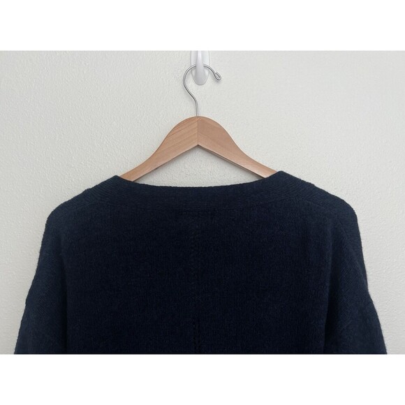 Maison Anje Navy V-Neck Sweater Scalloped Hem Eyelet Knit Pullover Baby Alpaca S - Picture 5 of 7